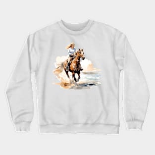 Horseback Beach Riding Watercolor Crewneck Sweatshirt